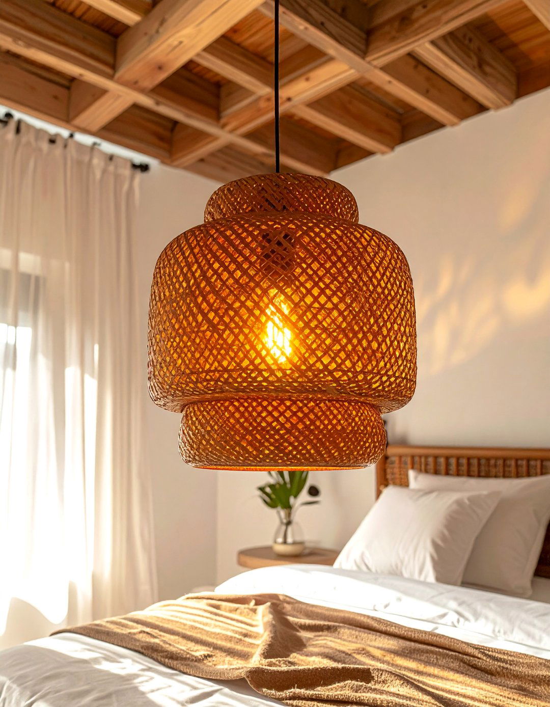 Warm Pendant Lighting - 25 Hippie Bedroom Ideas for a Bohemian Retreat