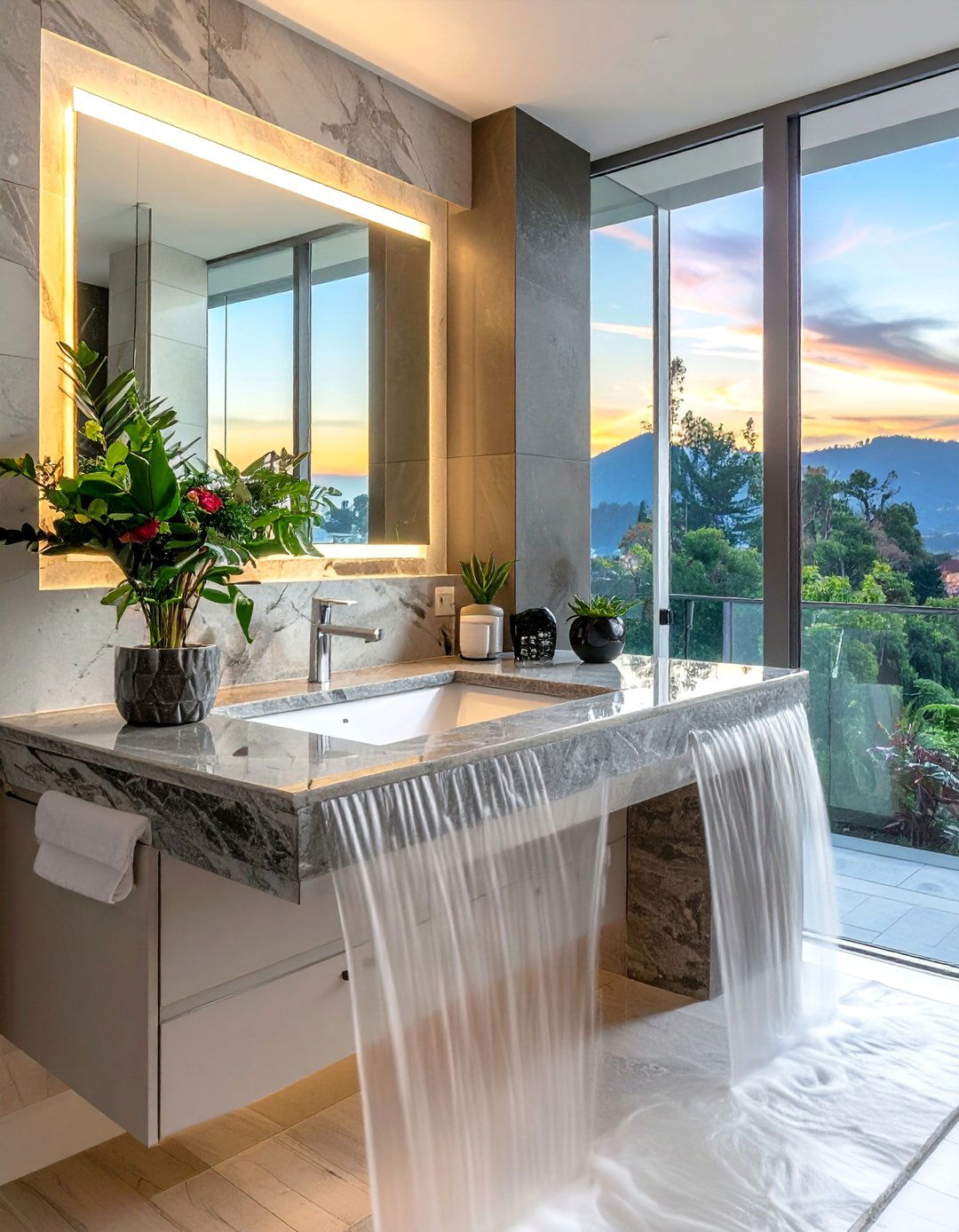 Waterfall Edge Bathroom Countertops - 20 Bathroom Countertop Ideas for a Functional and Stylish Space