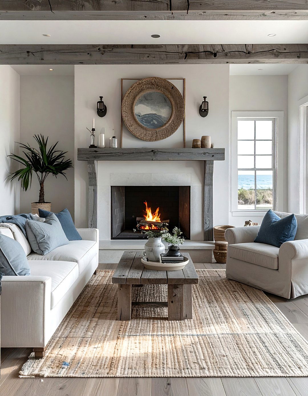 Weathered Gray Beam Mantels - 20 Wood Fireplace Mantel Ideas for a Cozy and Rustic Ambiance