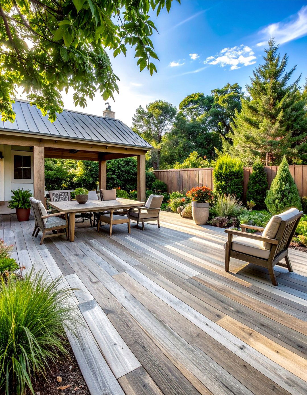 Weathered Wood Stamped Concrete Patio - 40 Stamped Concrete Patio Ideas for Stylish Outdoor Spaces