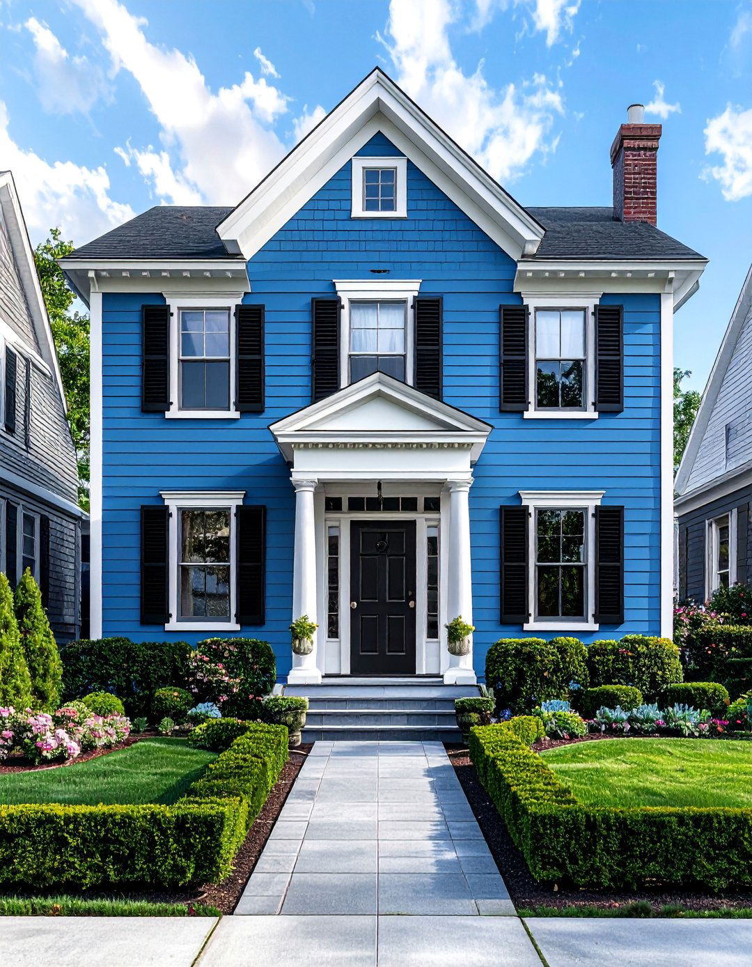 Wedgwood Blue Victorian House with Black Shutters - 15 Blue Victorian House Colors for Timeless Charm