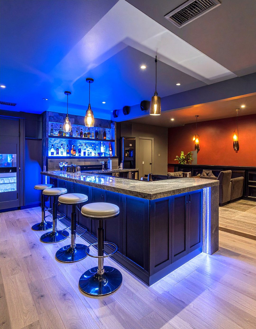 Wet Bar Theater Station - 25 Basement Home Theater Ideas for Movie Nights