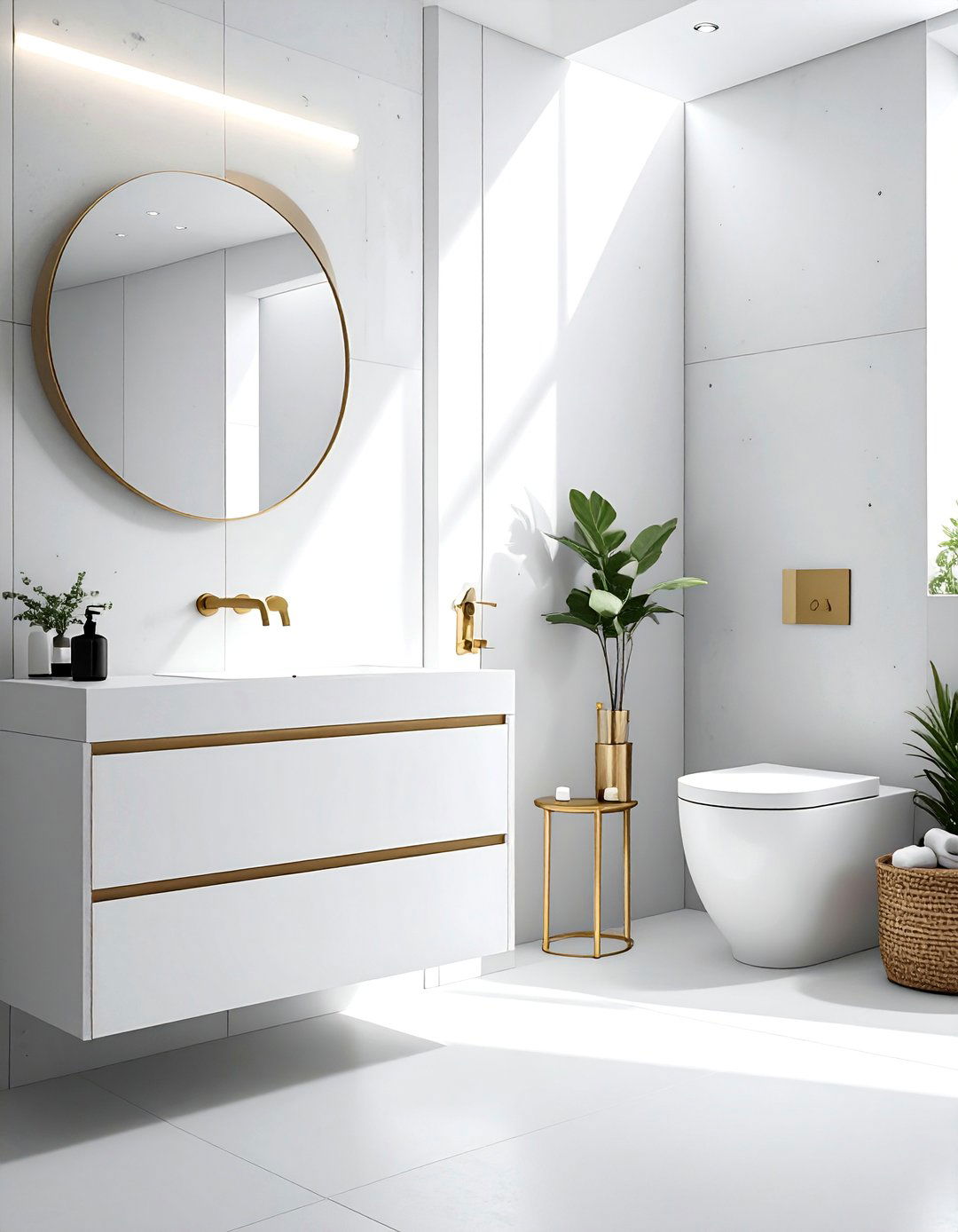 White Concrete Bathroom Surfaces - 30 Concrete Bathroom Ideas for a Modern Look
