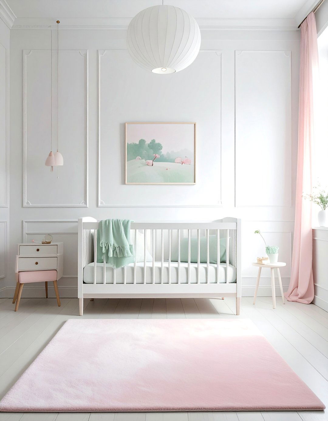 White Nursery with Soft Pastel Hues - 15 White Nursery Ideas for a Calm and Serene Space