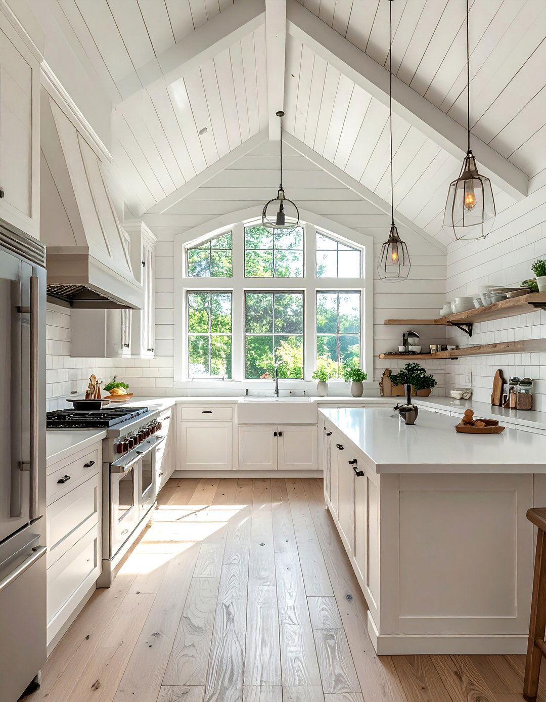 White Shiplap Vaulted Ceiling - 40 Vaulted Ceiling Ideas for a Spacious Look