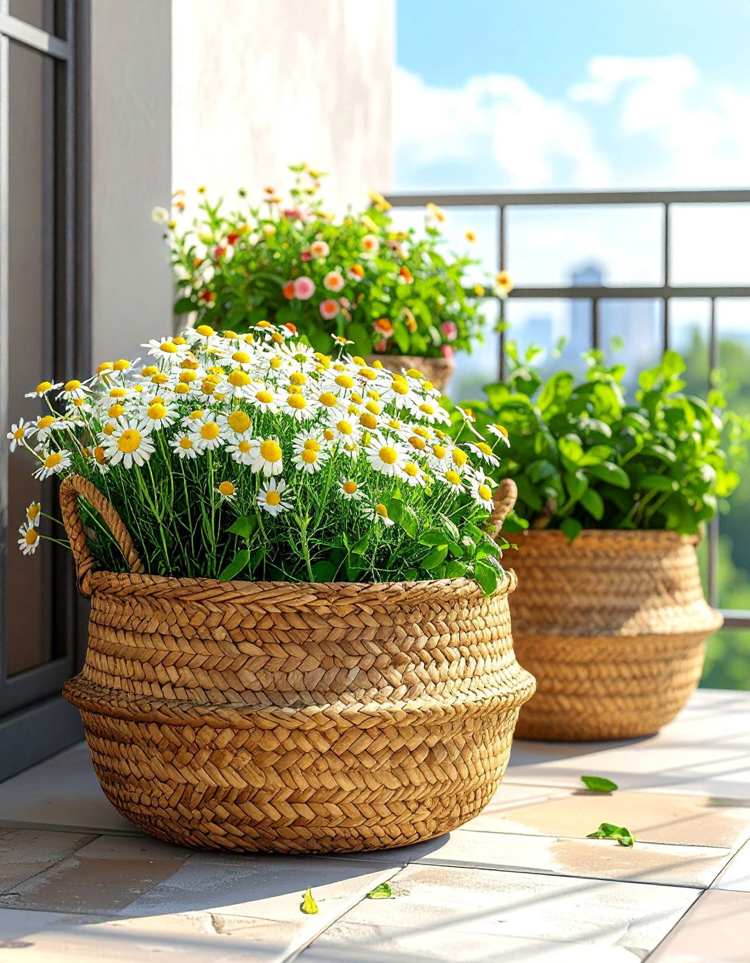 Wicker Basket Balcony Herb Garden - 20 Balcony Herb Garden Ideas for Fresh Flavors at Home