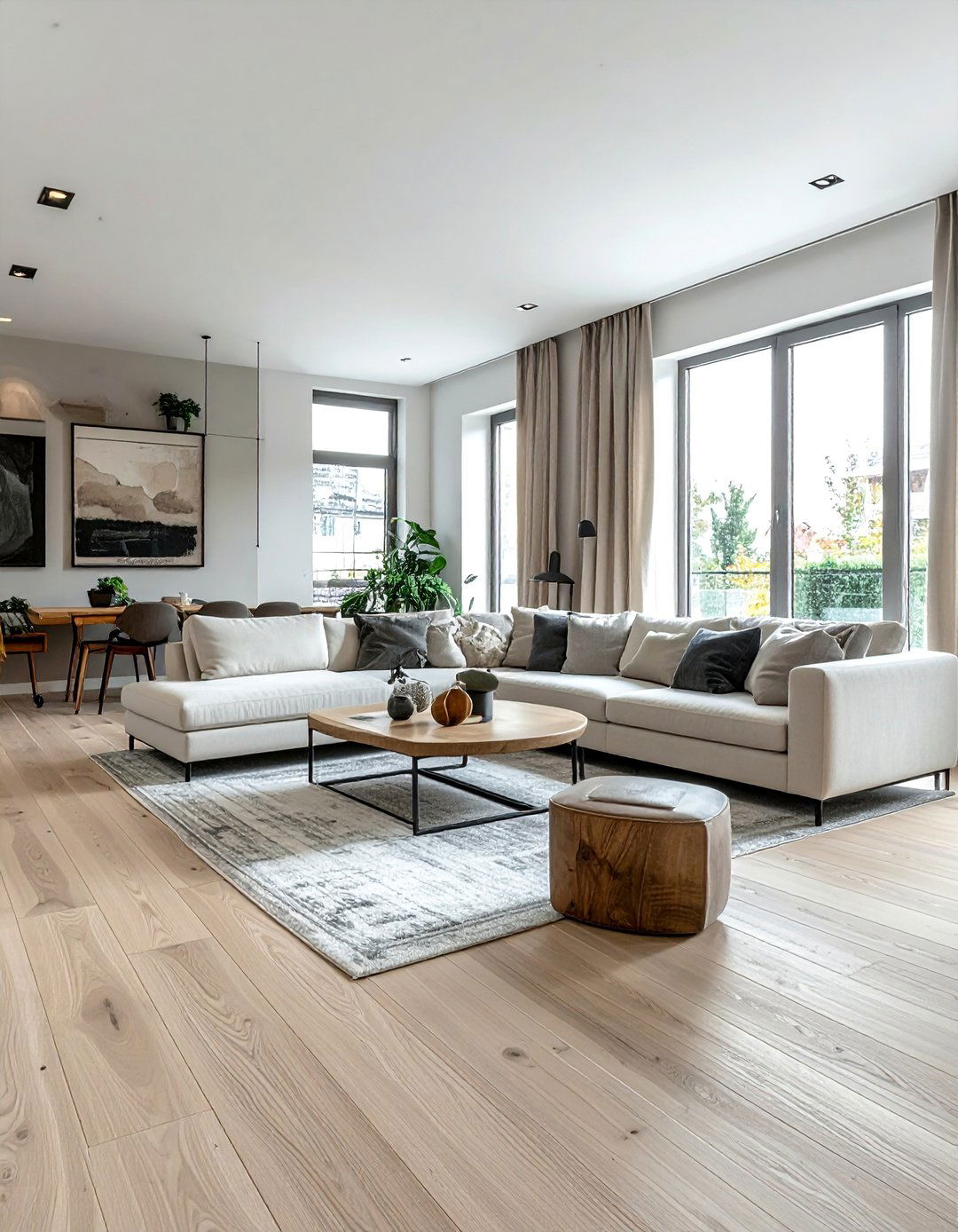 Wide Plank White Oak Living Room Floor - 25 Beautiful Living Room Wood Floor Ideas
