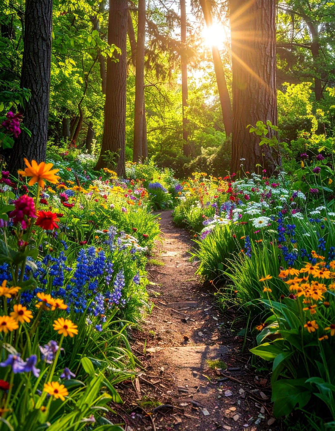 Wildflower Border Trail - 20 Woodland Garden Path Ideas for a Natural and Serene Look