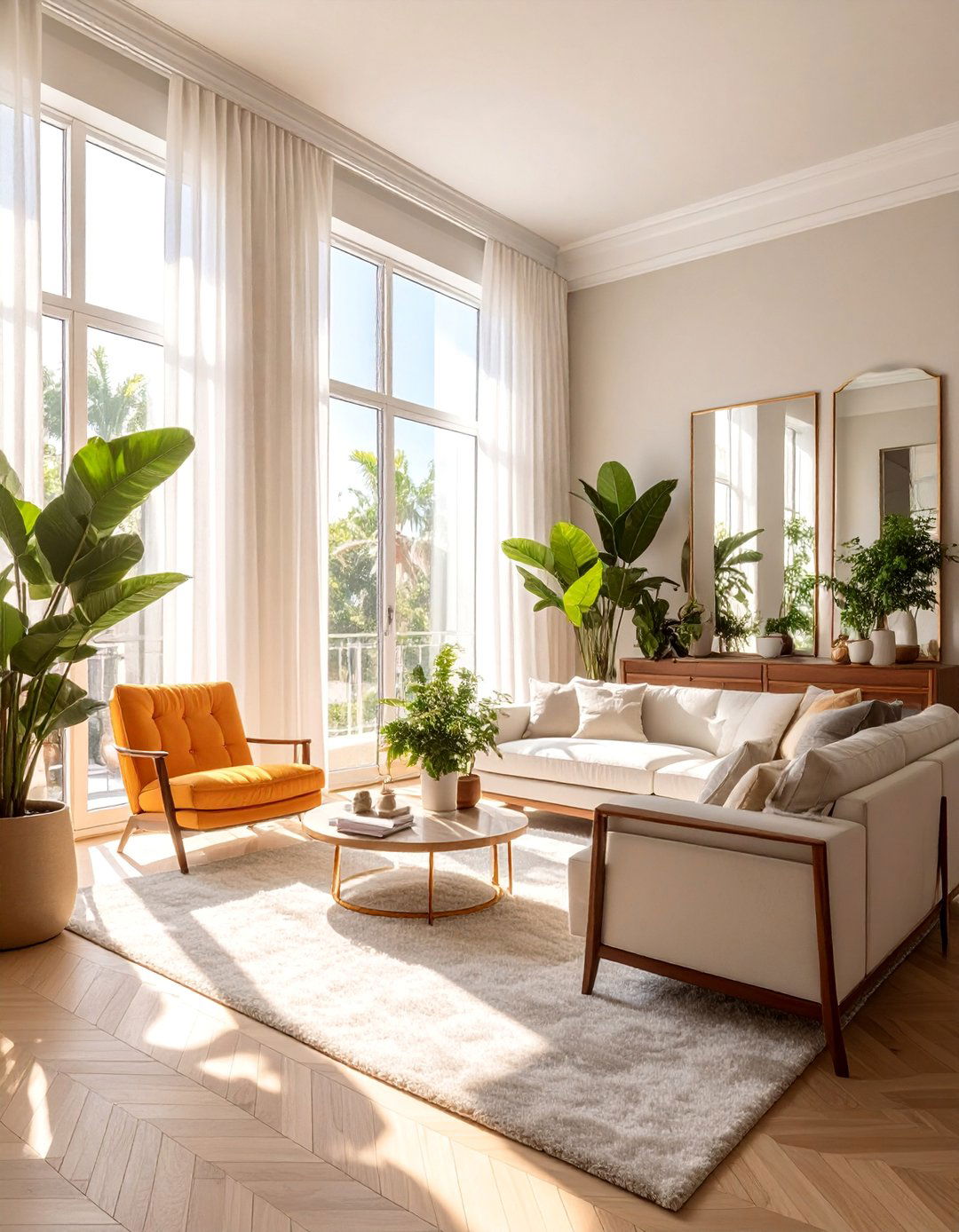 Window Focused Natural Light Layout - 25 Functional Living Room Layout Ideas