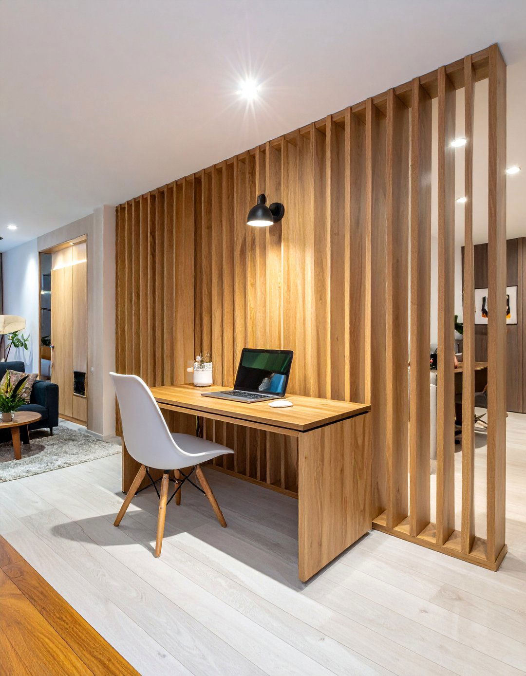 Wood Slat Accent Wall as a Room Divider - 40 Wood Slat Accent Wall Ideas for Your Home