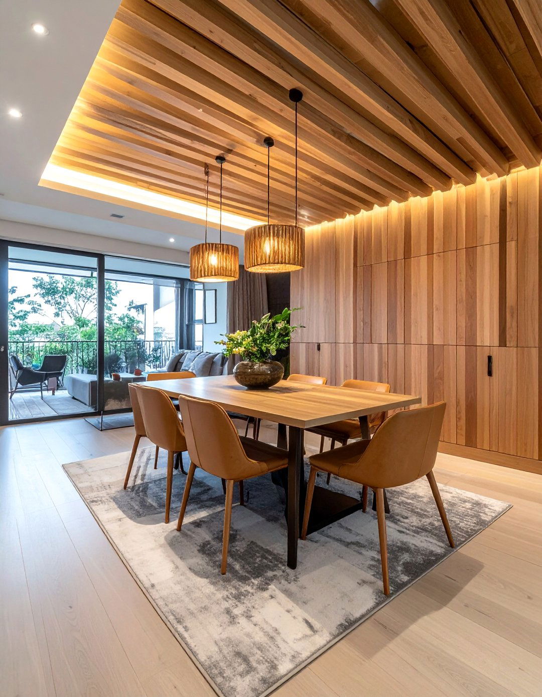 Wood Slat Accent Wall on the Ceiling - 40 Wood Slat Accent Wall Ideas for Your Home