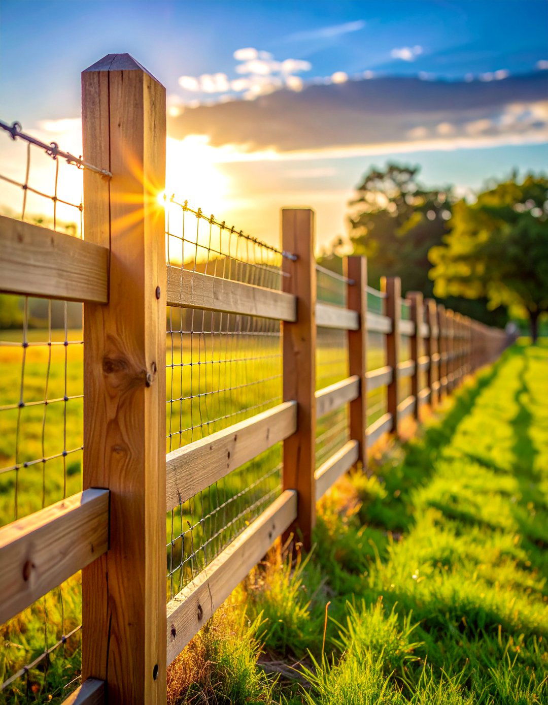 Wood and Wire Combination Fencing - 15 Farm Fence Ideas to Enhance Your Rural Property