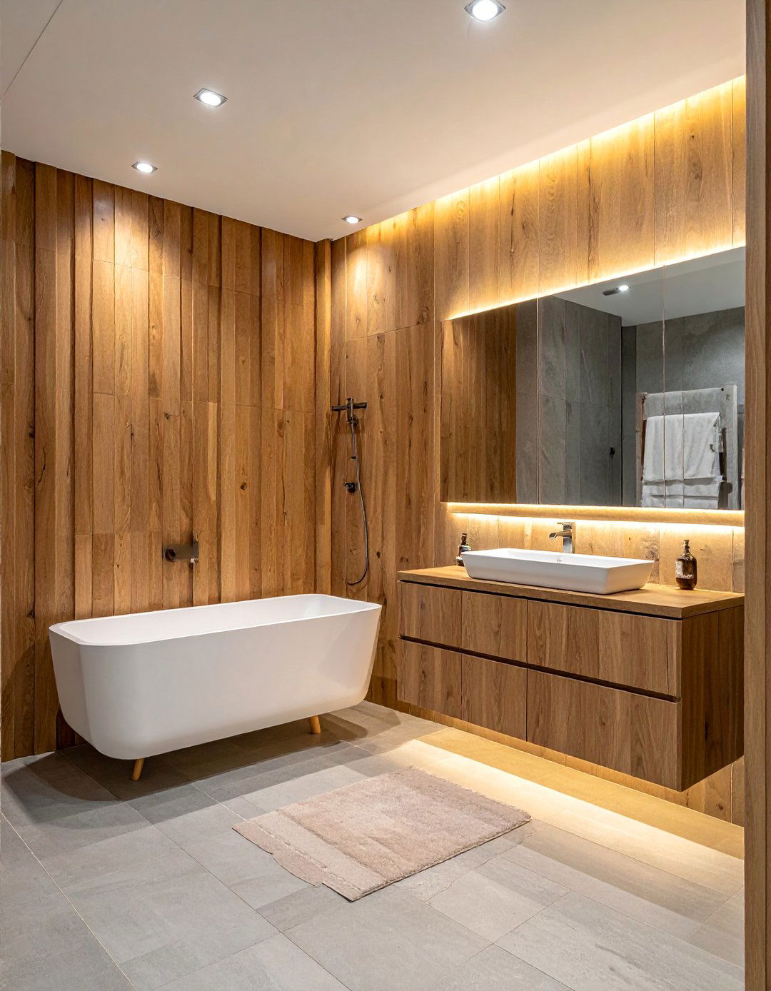 Wooden Slat Feature Walls - 20 Bathroom Partition Ideas to Maximize Space and Privacy