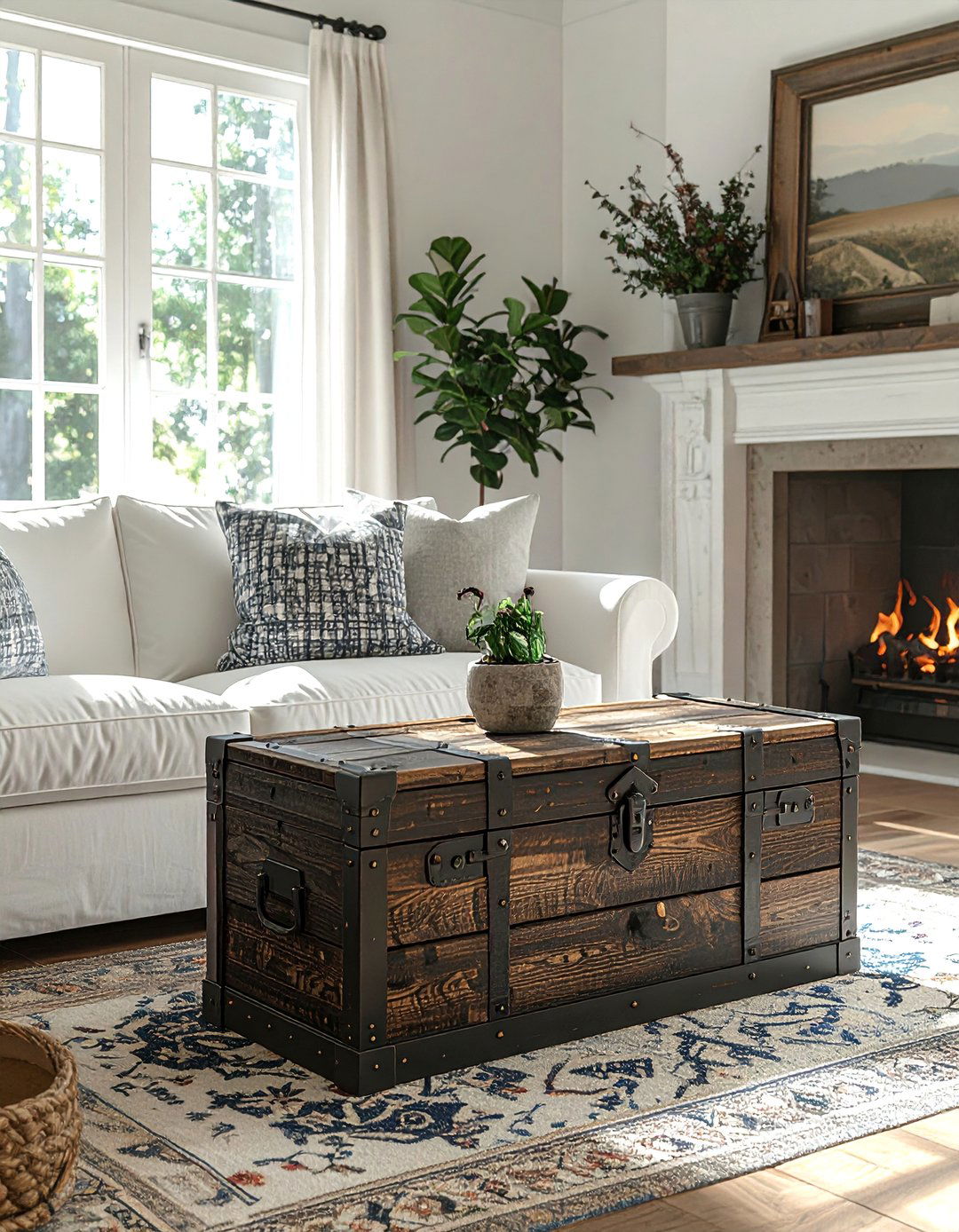 Wooden Storage Chests or Trunks - 25 Joanna Gaines Living Room Ideas for Farmhouse Style