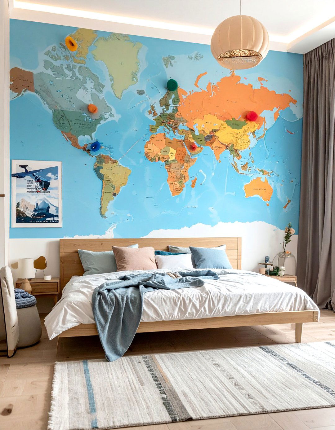 World Map Flight Path Planning - 20 Airplane Bedroom Decor Ideas for Kids' Rooms