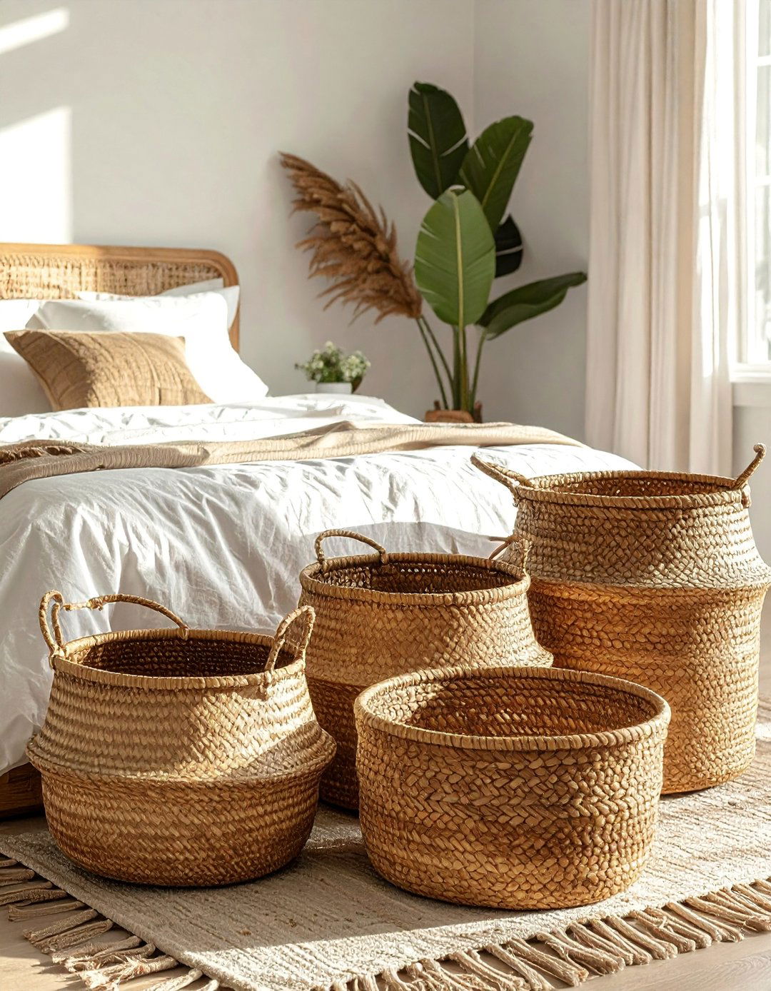 Woven Storage Baskets - 25 Hippie Bedroom Ideas for a Bohemian Retreat