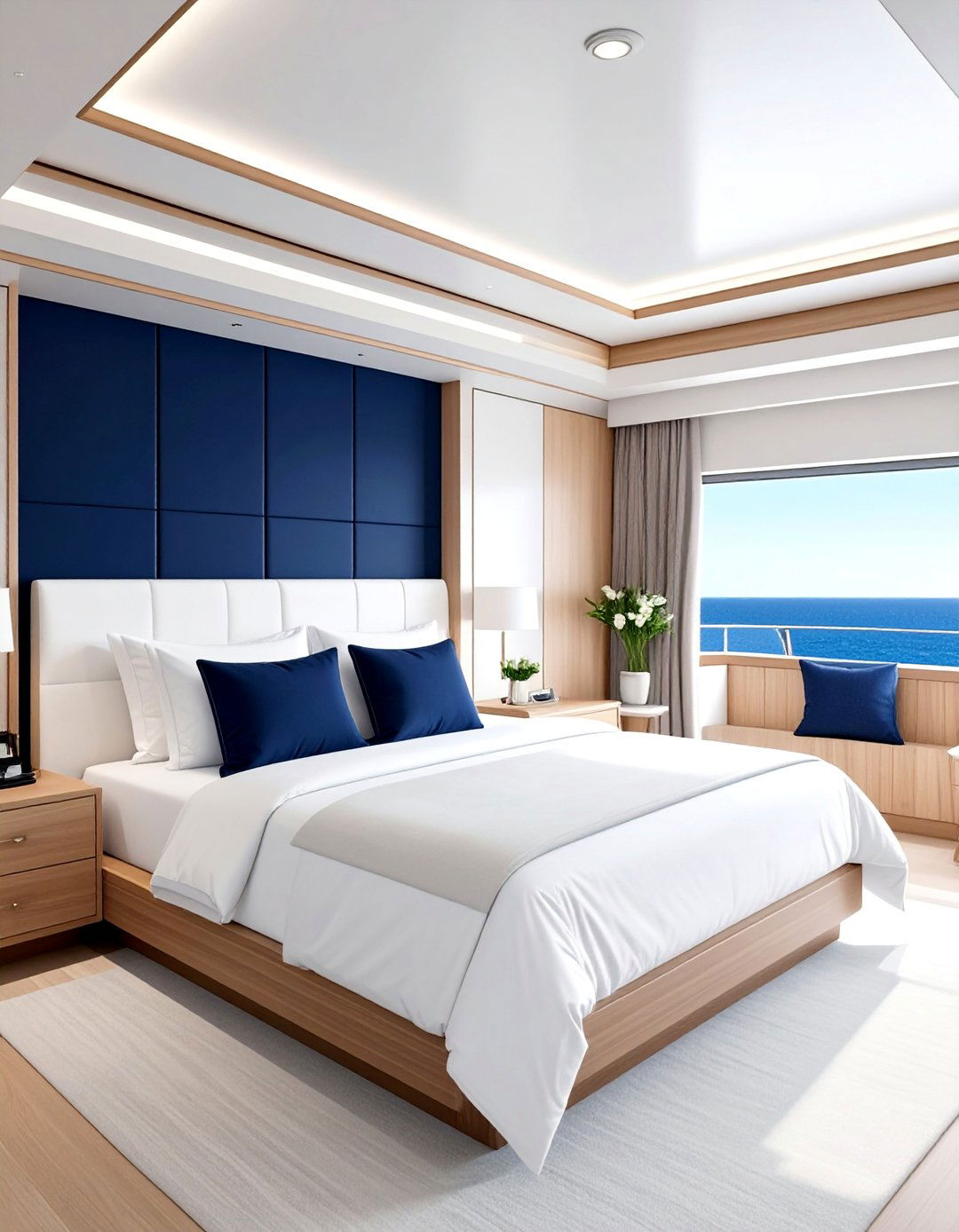 Yacht Bedroom in a Navy Blue and White Palette - 20 Yacht Bedroom Ideas for a Nautical-Inspired Retreat