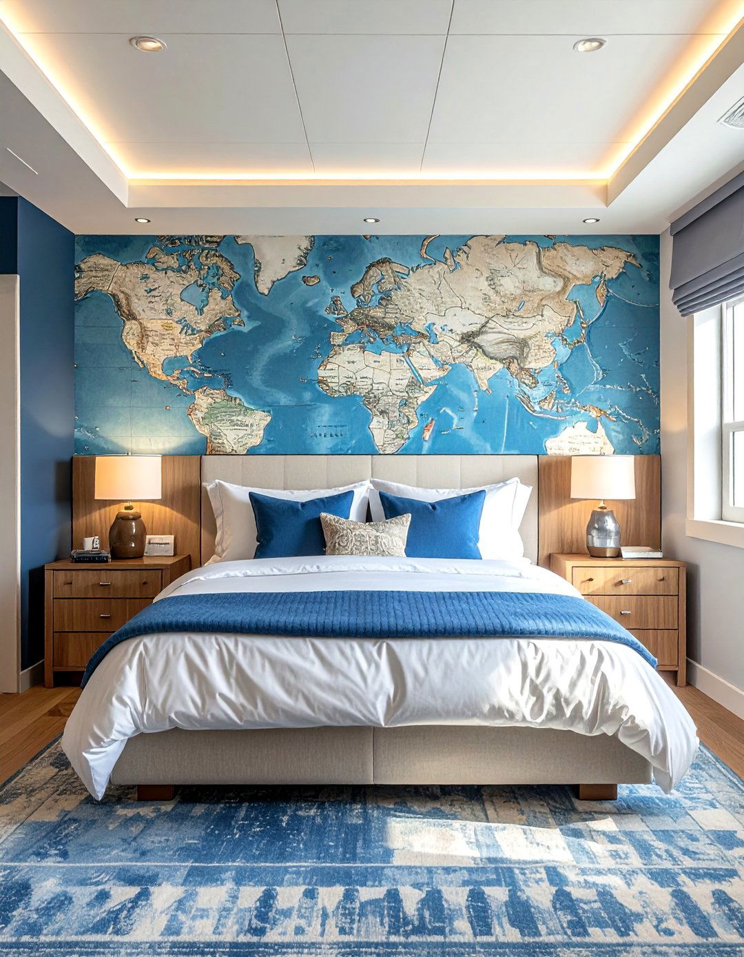 Yacht Bedroom with Nautical Chart Wallpaper - 20 Yacht Bedroom Ideas for a Nautical-Inspired Retreat