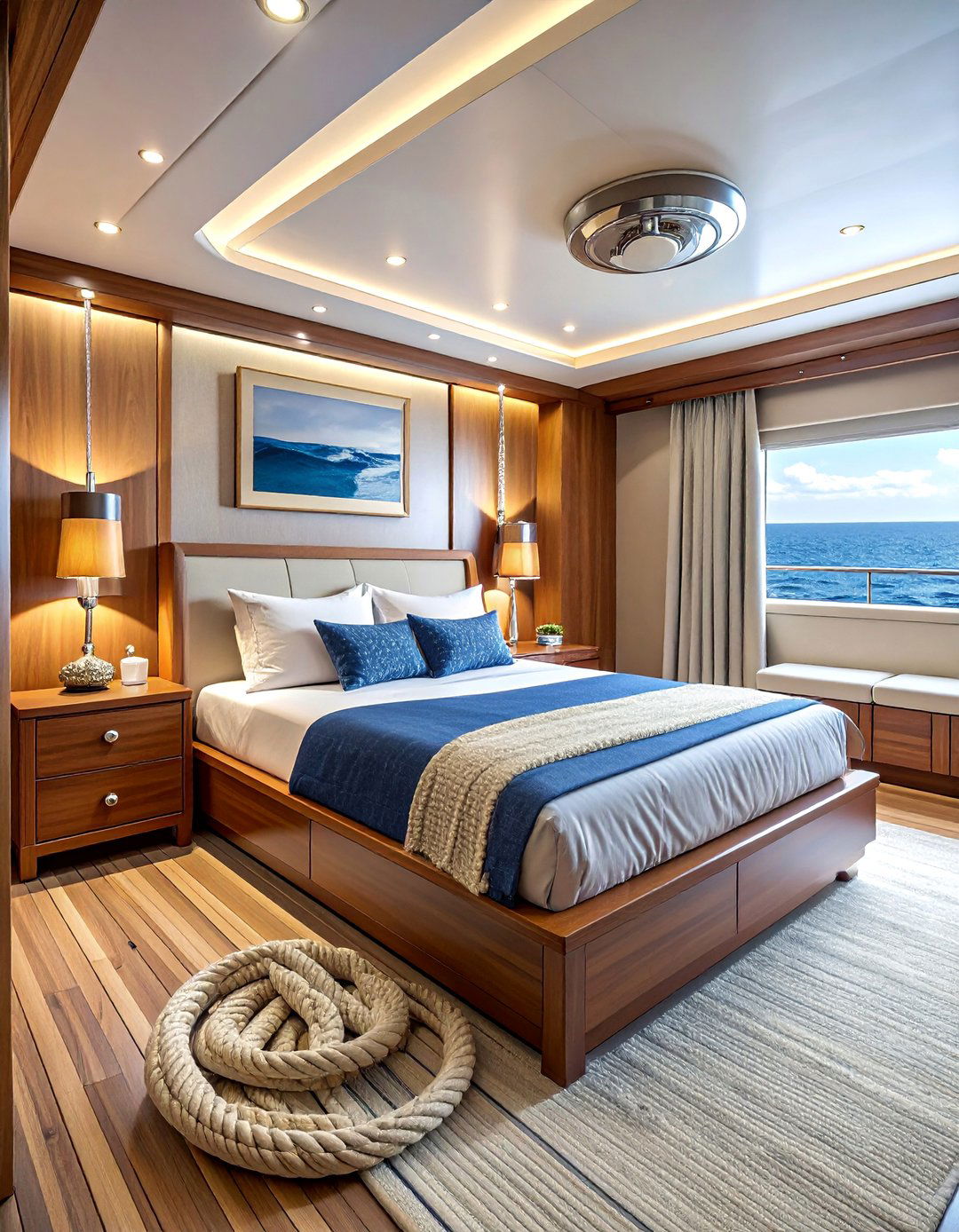 Yacht Bedroom with Rope and Cleat Details - 20 Yacht Bedroom Ideas for a Nautical-Inspired Retreat