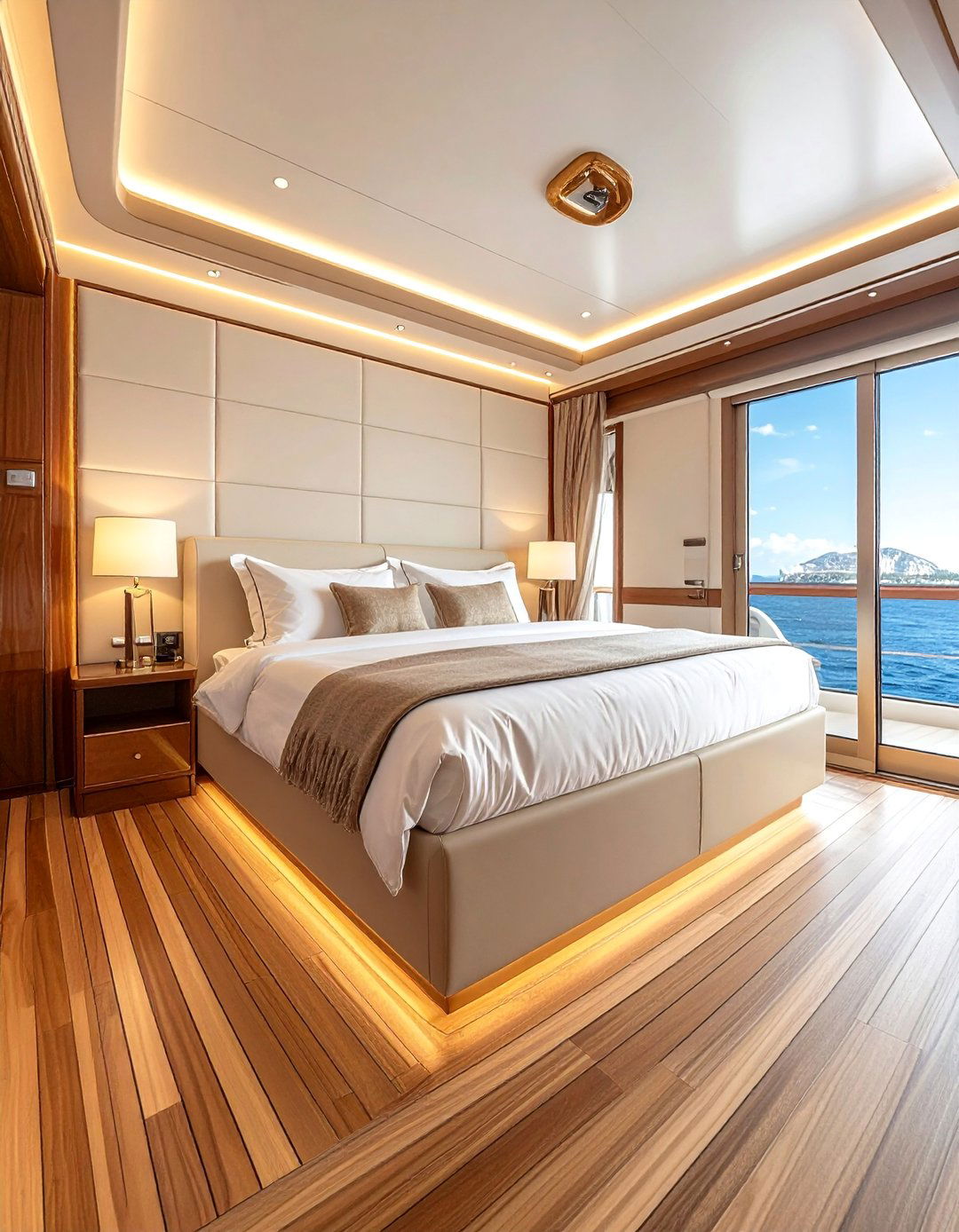 Yacht Bedroom with Teak and Holly Flooring - 20 Yacht Bedroom Ideas for a Nautical-Inspired Retreat