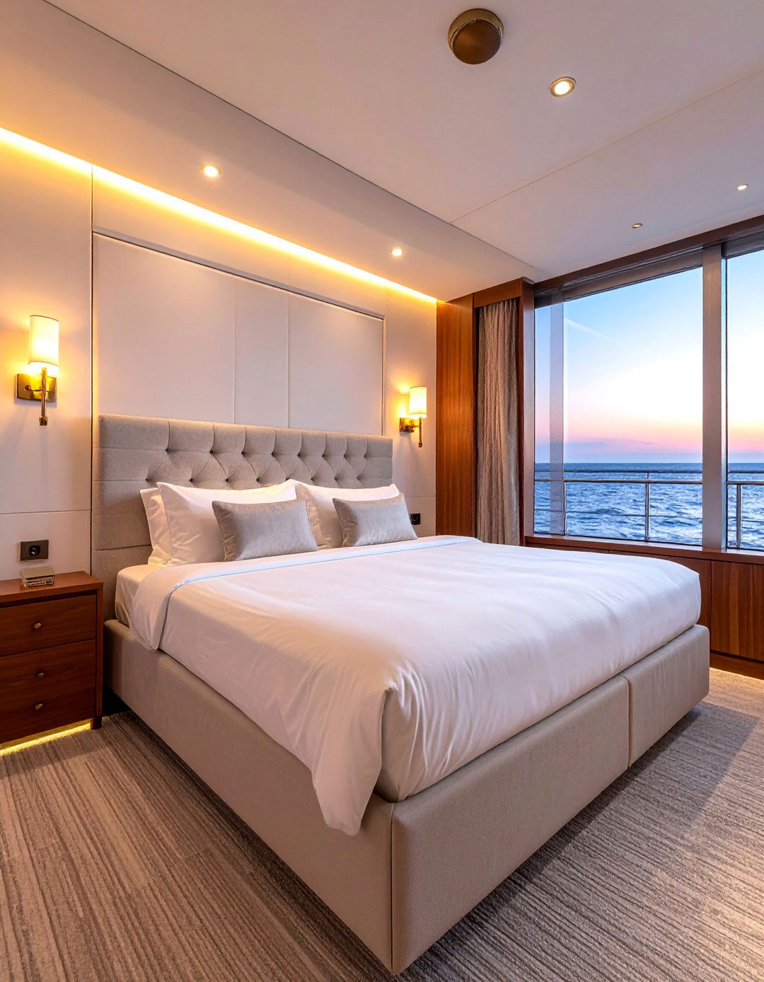 Yacht Bedroom with Wall Mounted Reading Sconces - 20 Yacht Bedroom Ideas for a Nautical-Inspired Retreat