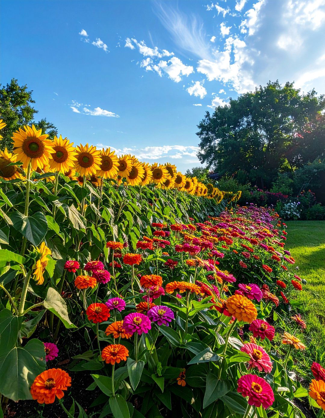 Zinnia and Sunflower Garden - 25 Zinnia Garden Ideas for a Colorful Outdoor Space