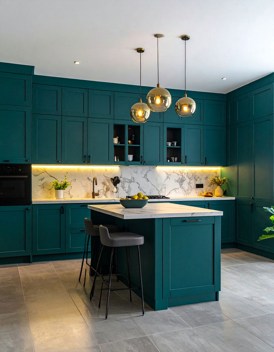 A Dark Teal Kitchen for a Moody Ambiance - 20 Teal Kitchen Ideas for a Bold and Vibrant Space