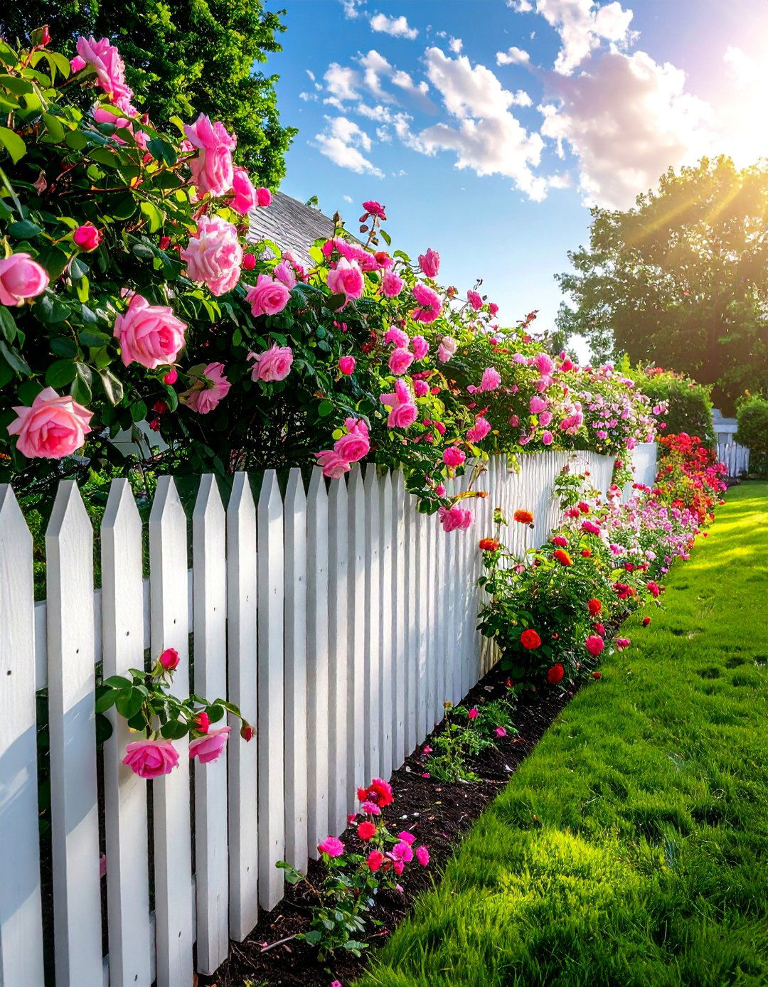 A Farmhouse Garden with a White Picket Fence - 20 Farmhouse Garden Ideas for a Charming Outdoor Space