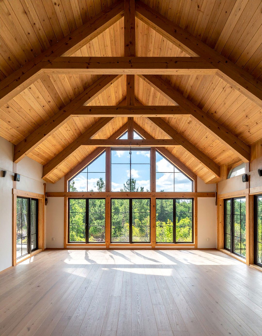 A Frame Farmhouse Ceiling with Large Windows - 20 Farmhouse Ceiling Ideas to Add Character to Your Home