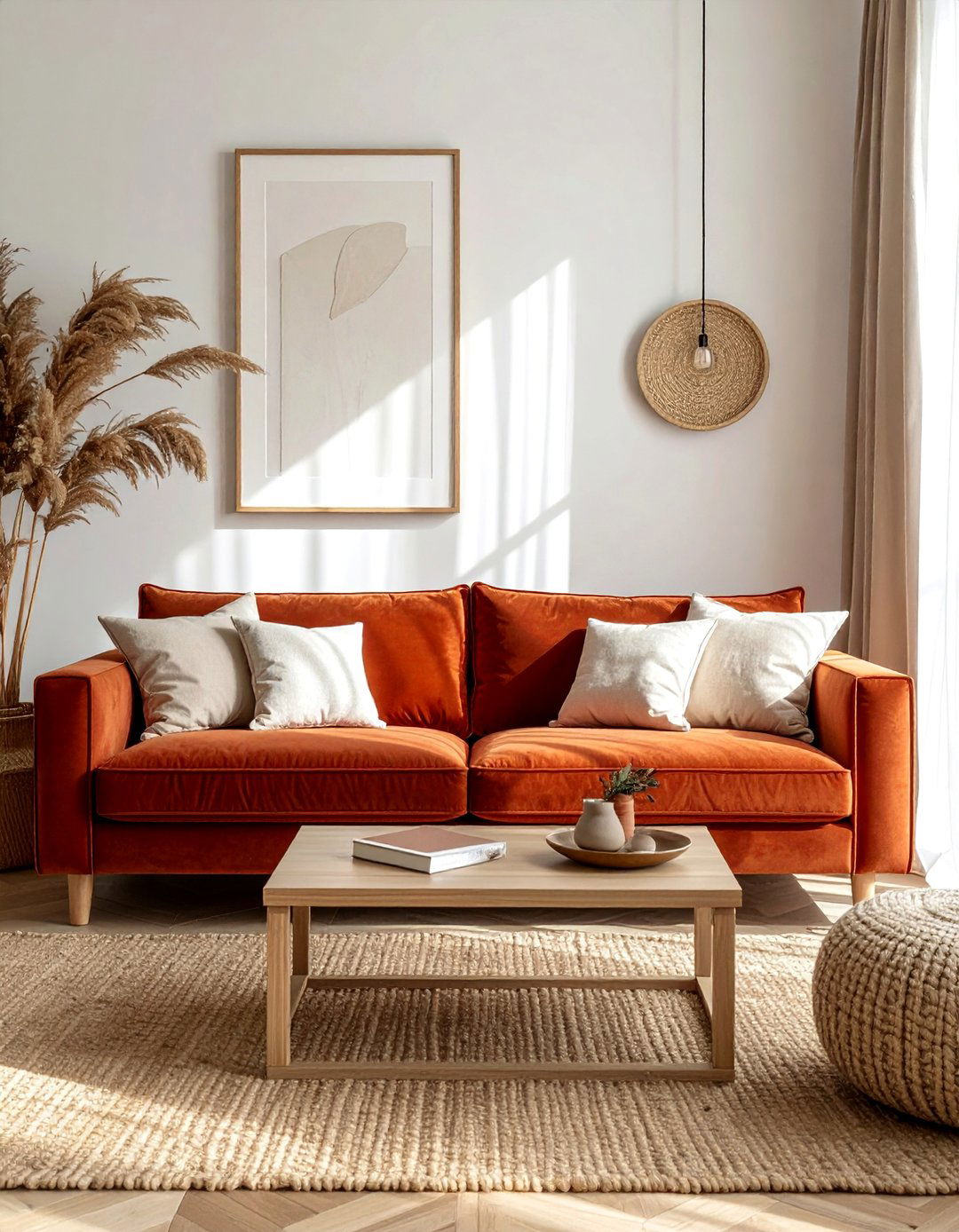 A Plush Terracotta Sofa as the Centerpiece - 20 Terracotta Living Room Ideas for a Cozy Ambiance