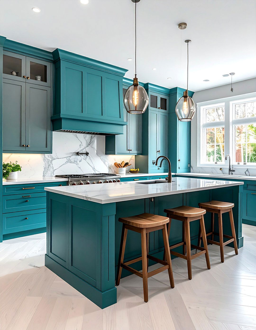 A Statement Teal Kitchen Island - 20 Teal Kitchen Ideas for a Bold and Vibrant Space