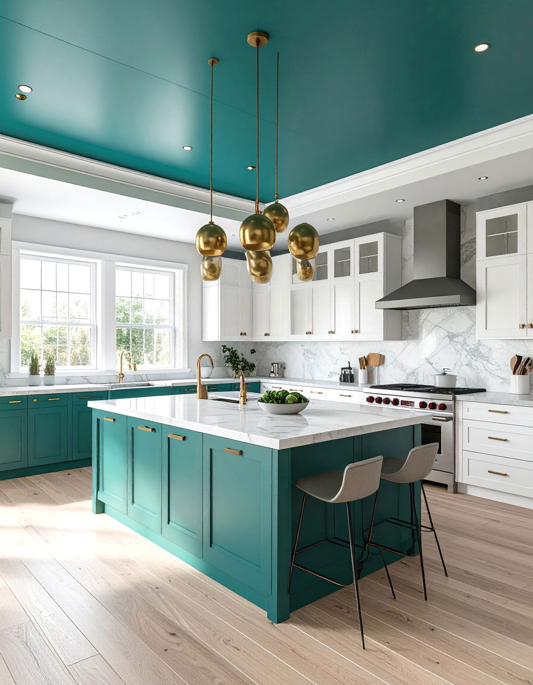 A Teal Kitchen Ceiling - 20 Teal Kitchen Ideas for a Bold and Vibrant Space