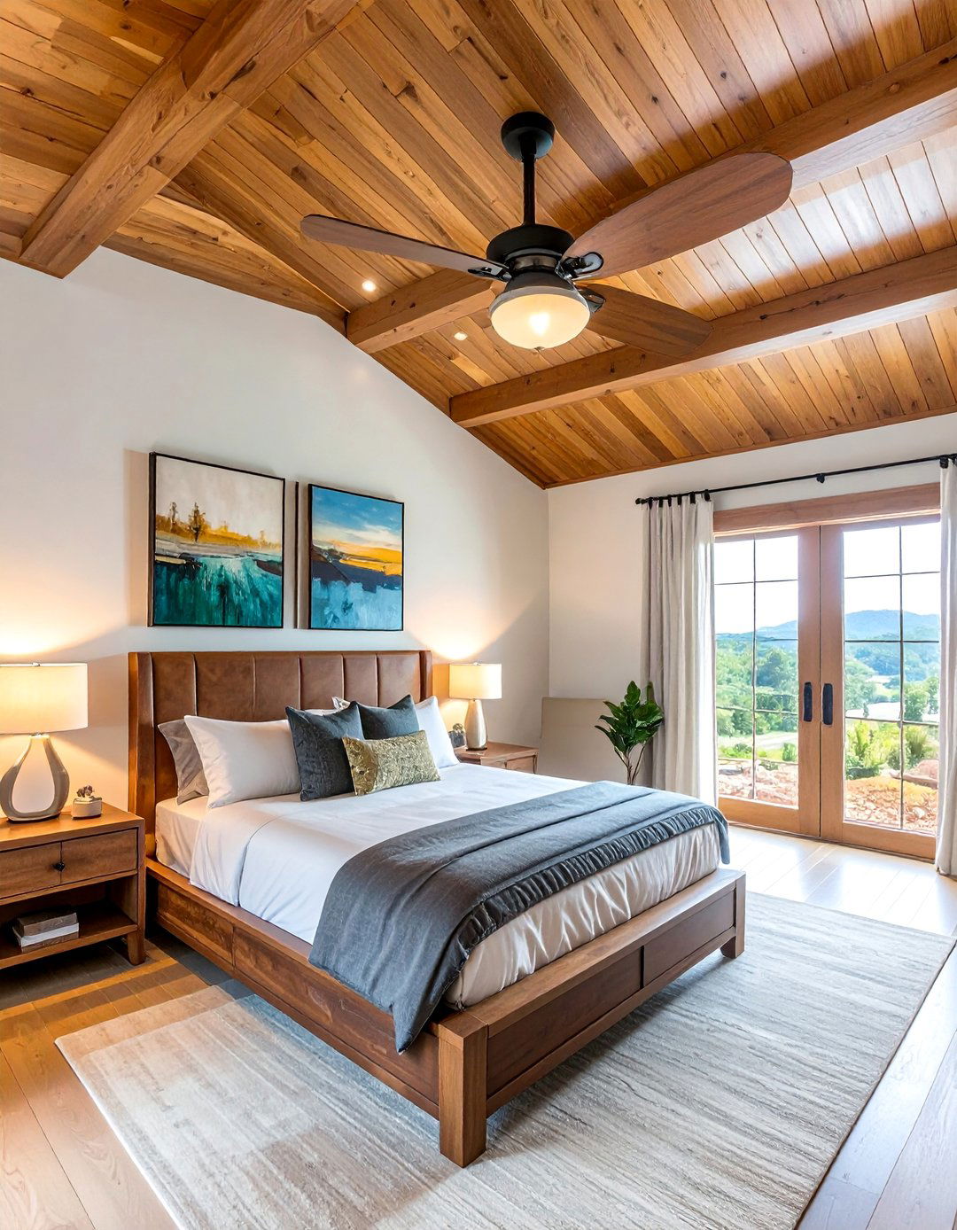Bedroom Tongue and Groove Ceiling with a Fan - 20 Tongue and Groove Ceiling Ideas for a Rustic Charm