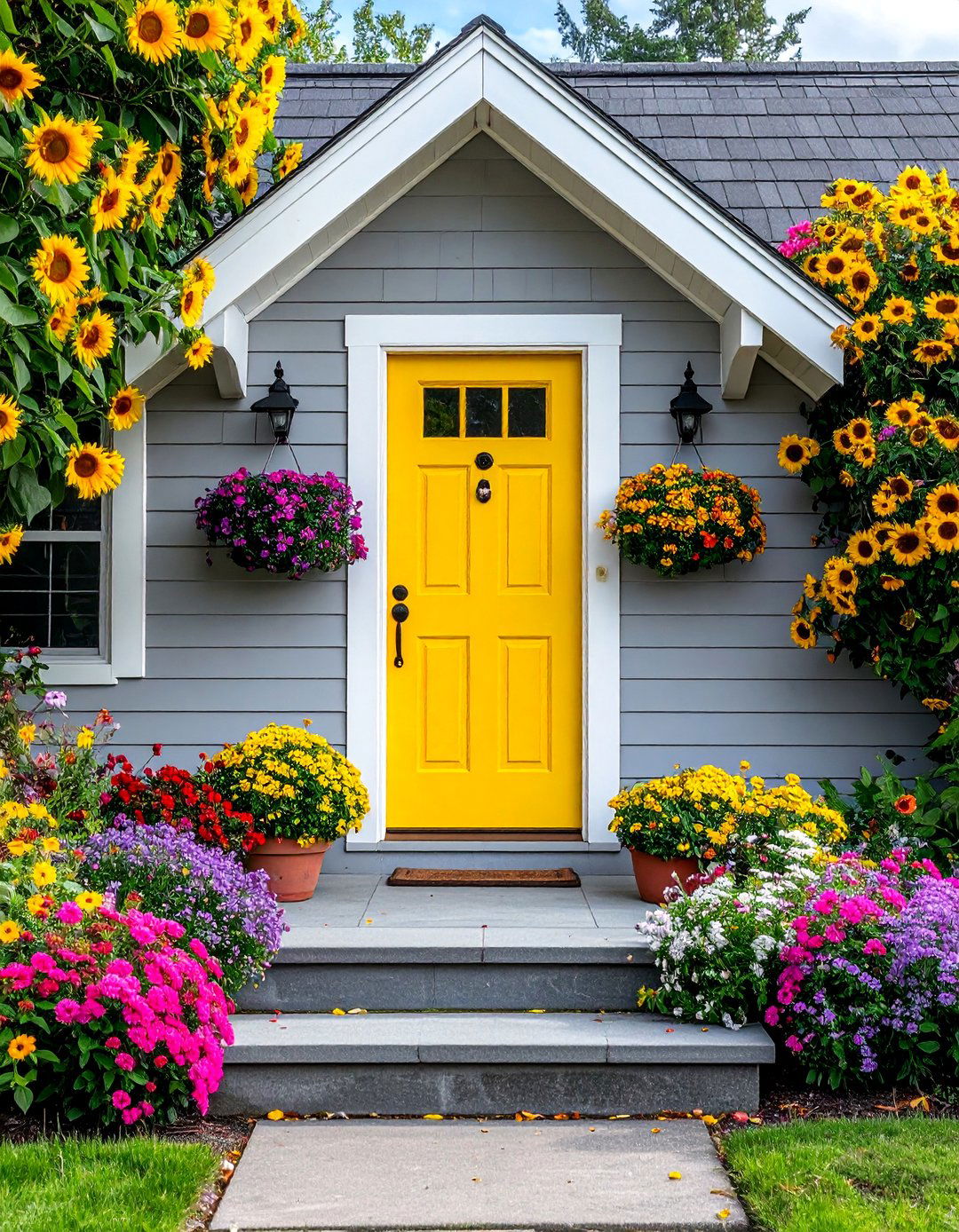 Boldly Painted Cottage Front Door - 25 Cottage Front Door Ideas for a Charming Entryway