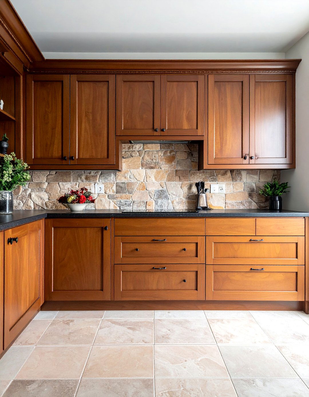 Brown Kitchen Cabinets with a Glazed Finish - 25 Brown Kitchen Cabinets Ideas for a Warm and Cozy Look