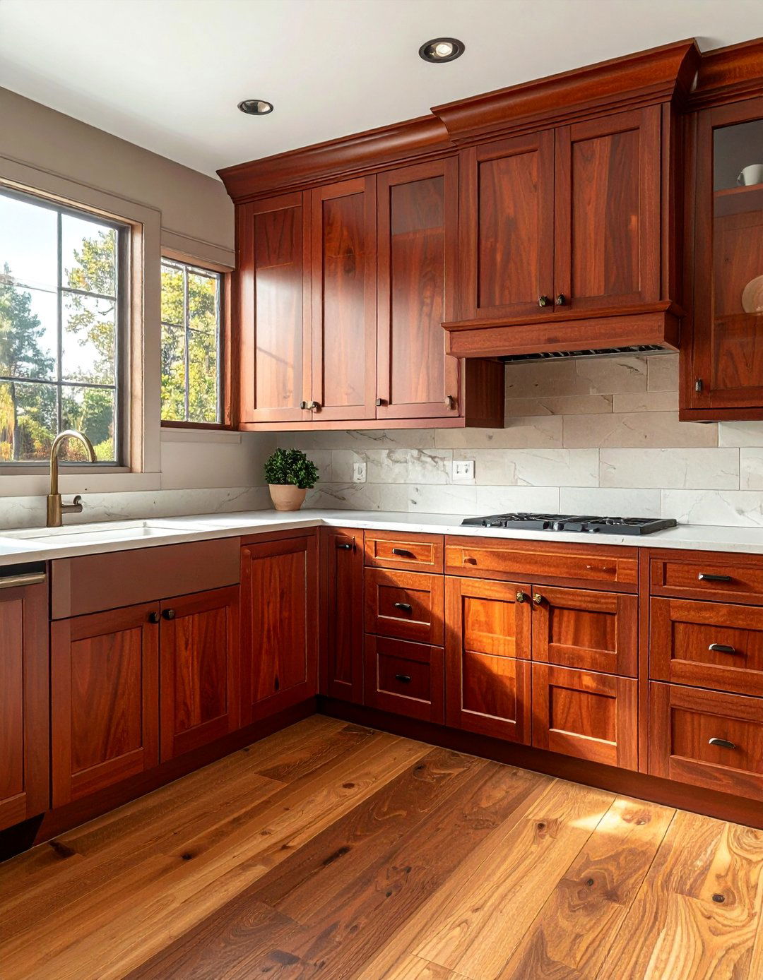 Cherry Wood Brown Kitchen Cabinets - 25 Brown Kitchen Cabinets Ideas for a Warm and Cozy Look