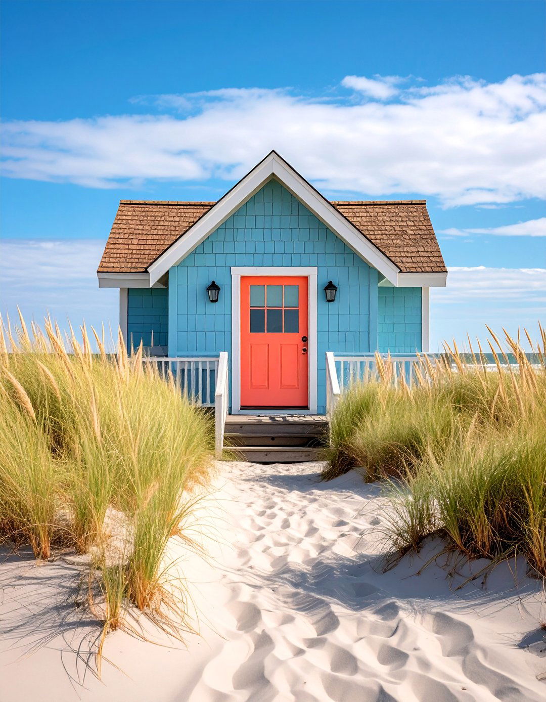 Coastal Blue House With a Sandy Brown Roof - 25 Blue Exterior Home With a Brown Roof Ideas