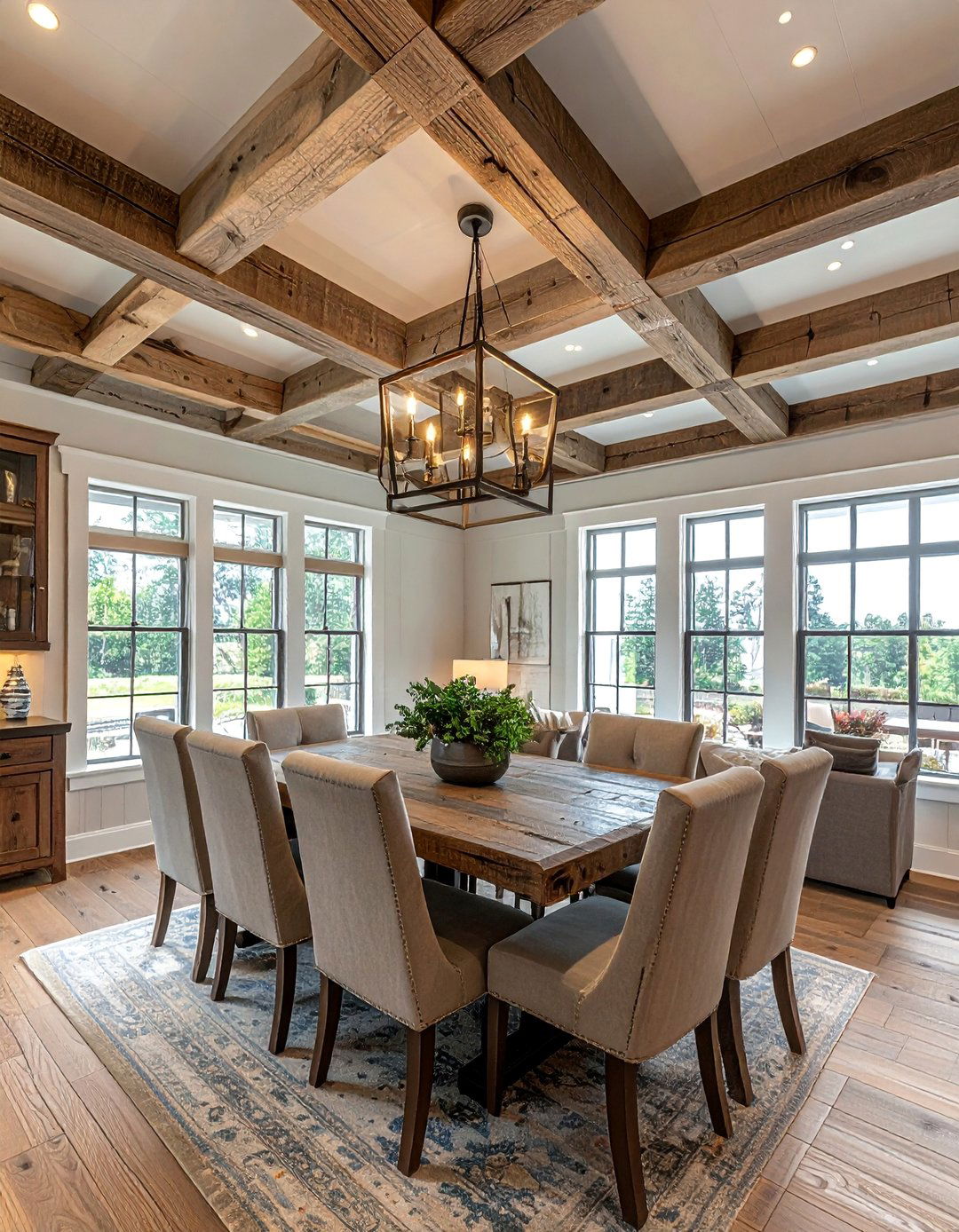 Coffered Farmhouse Ceiling with Rustic Details - 20 Farmhouse Ceiling Ideas to Add Character to Your Home
