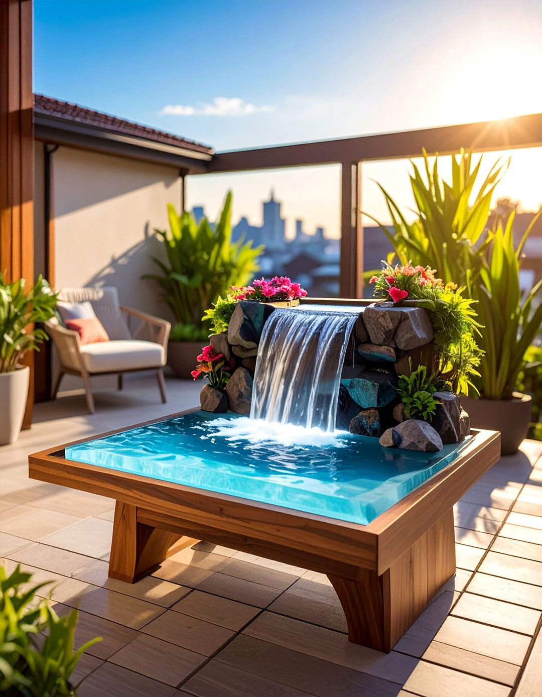Compact Tabletop Features - 25 Waterfall Design Ideas for a Serene Outdoor Space