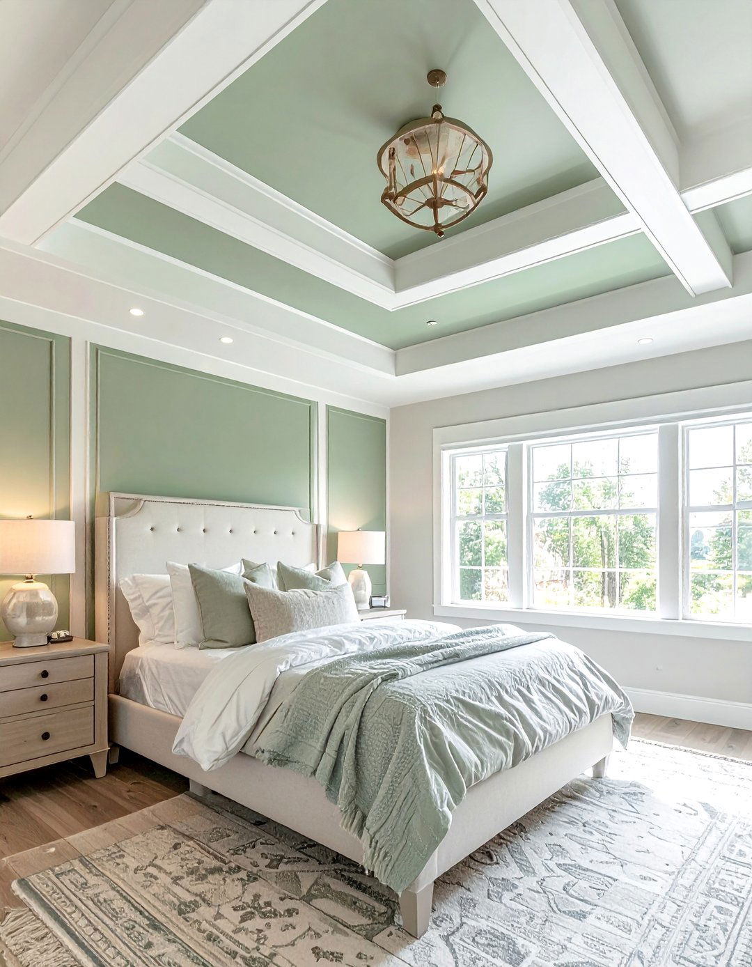 Contrasting Painted Inset Farmhouse Ceiling - 20 Farmhouse Ceiling Ideas to Add Character to Your Home