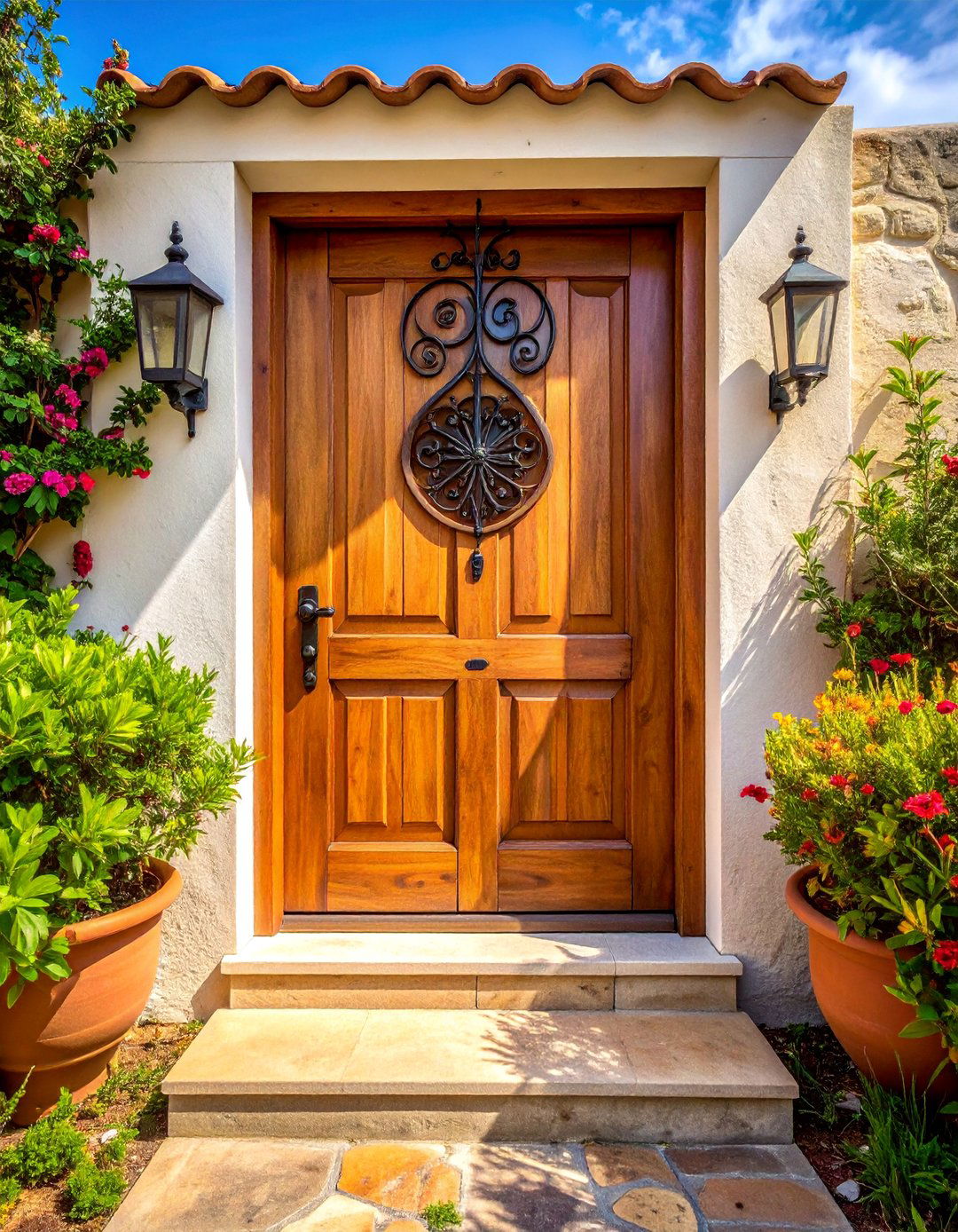 Cottage Front Door with Decorative Grilles - 25 Cottage Front Door Ideas for a Charming Entryway