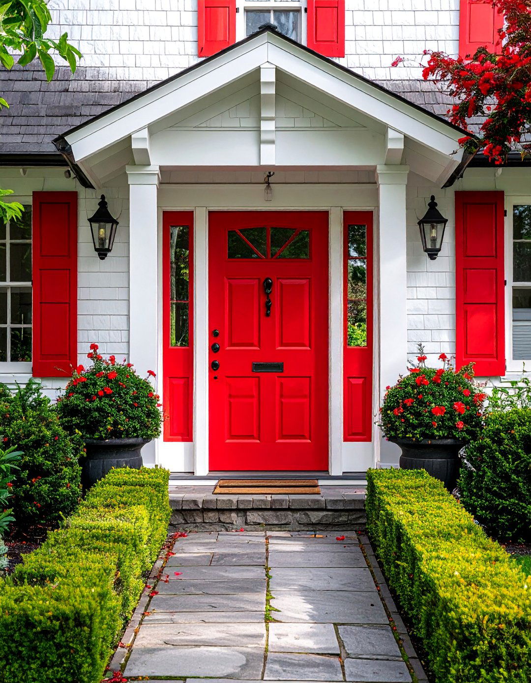 Cottage Front Door with a Transom Window - 25 Cottage Front Door Ideas for a Charming Entryway