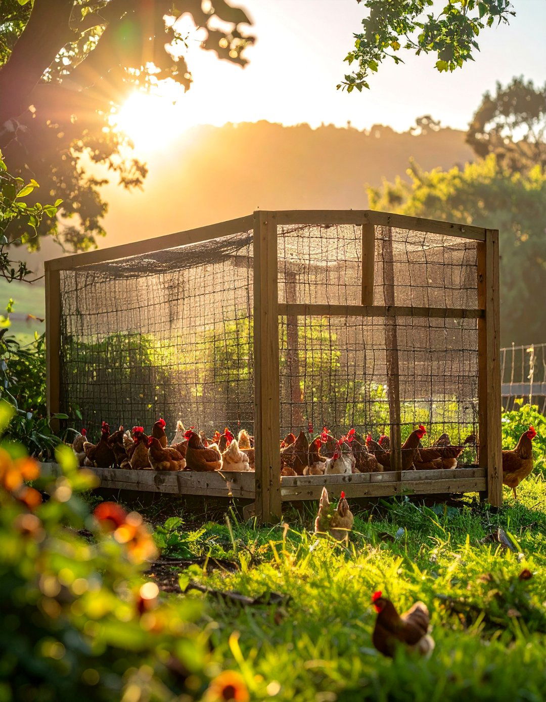 Covered Run with Aviary Netting - 25 Chicken Fence Ideas to Keep Your Flock Safe