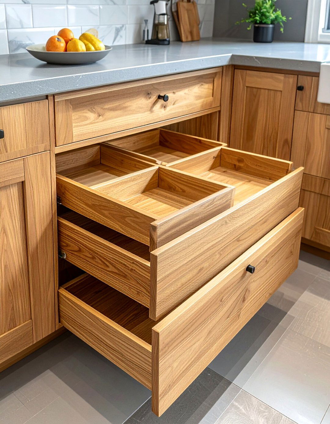 Custom Wood Tray Systems - 25 Blind Corner Kitchen Cabinet Ideas for Smart Storage