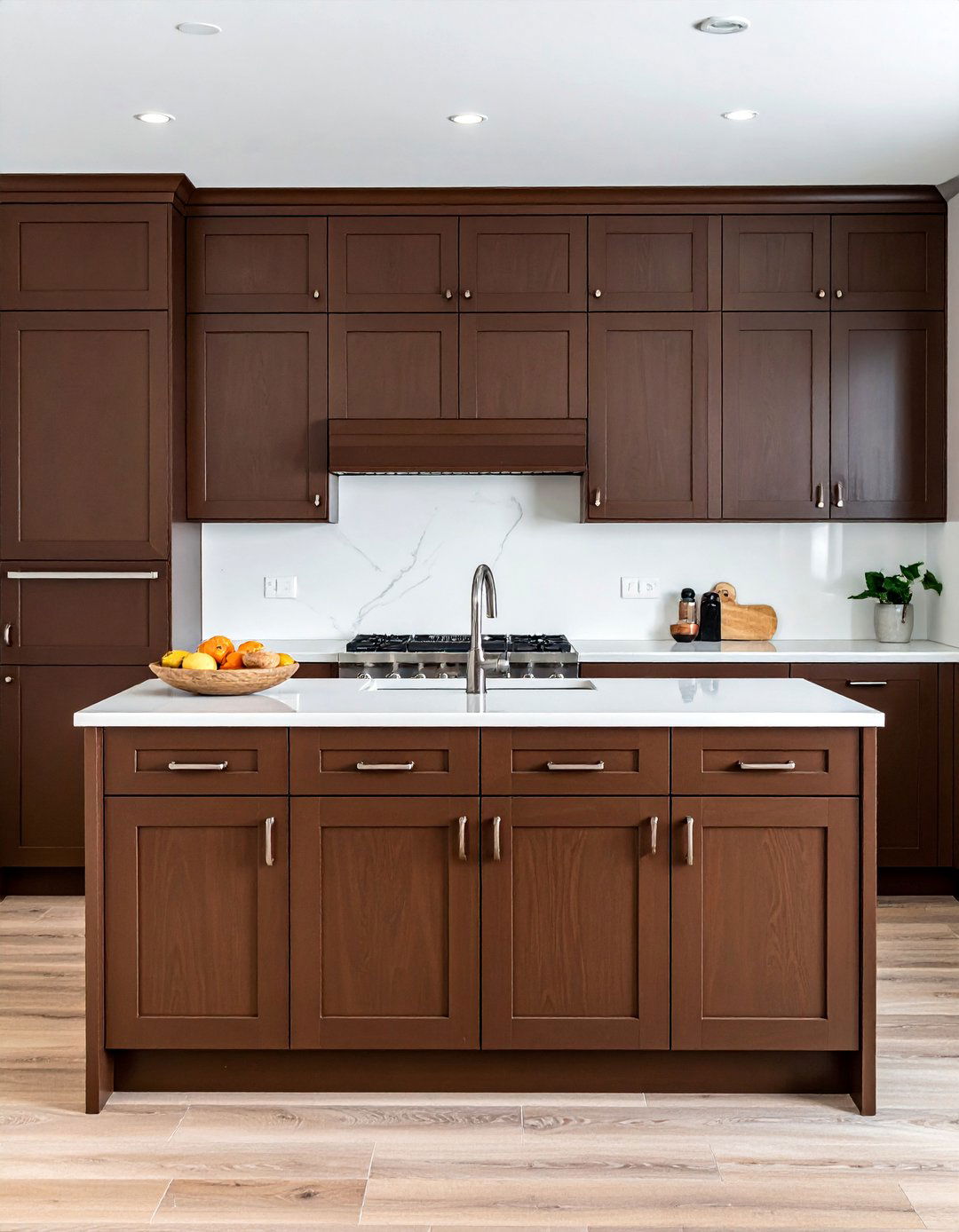 Dark Chocolate Brown Shaker Cabinets - 25 Brown Kitchen Cabinets Ideas for a Warm and Cozy Look