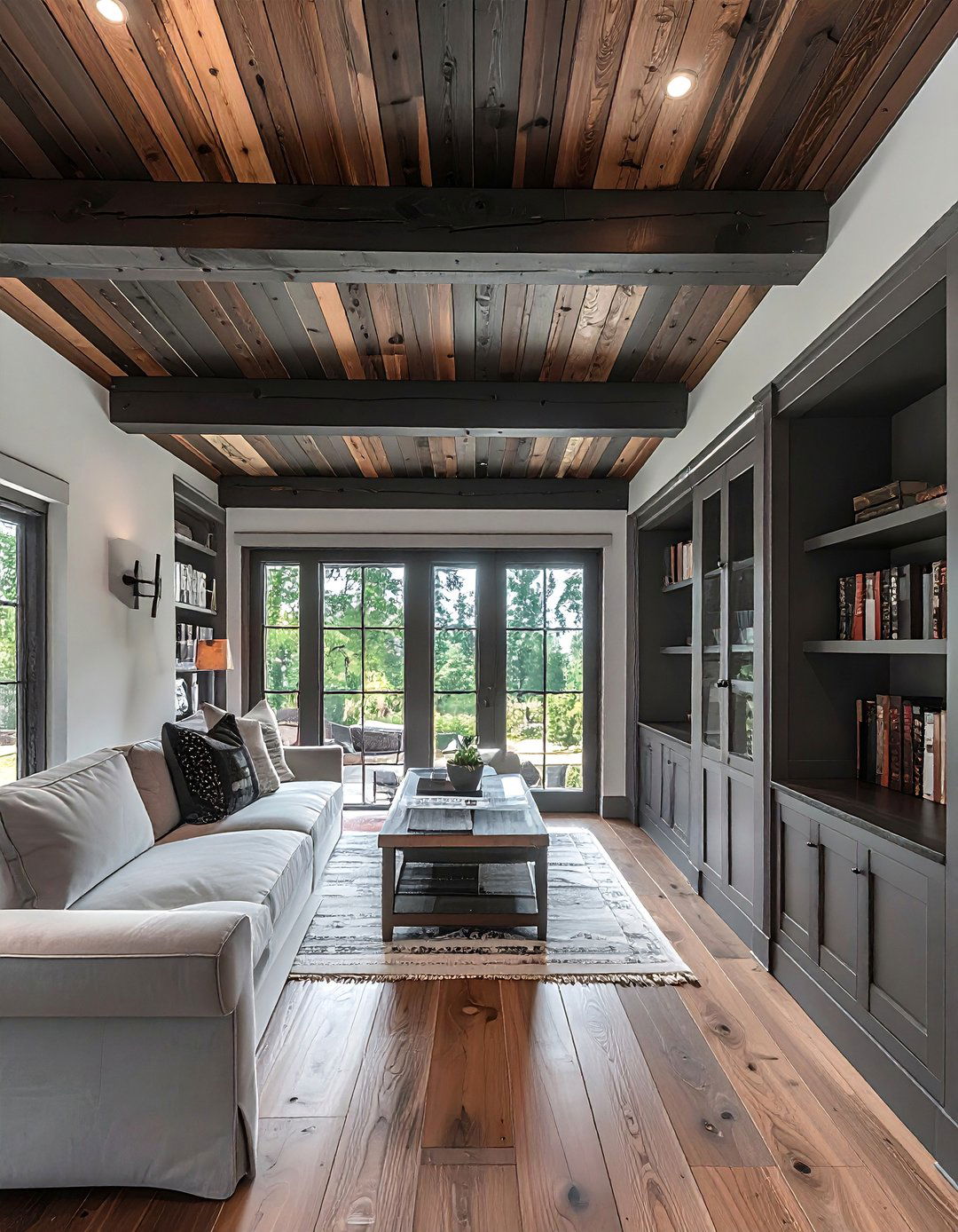 Dark Stained Wood Farmhouse Ceiling - 20 Farmhouse Ceiling Ideas to Add Character to Your Home