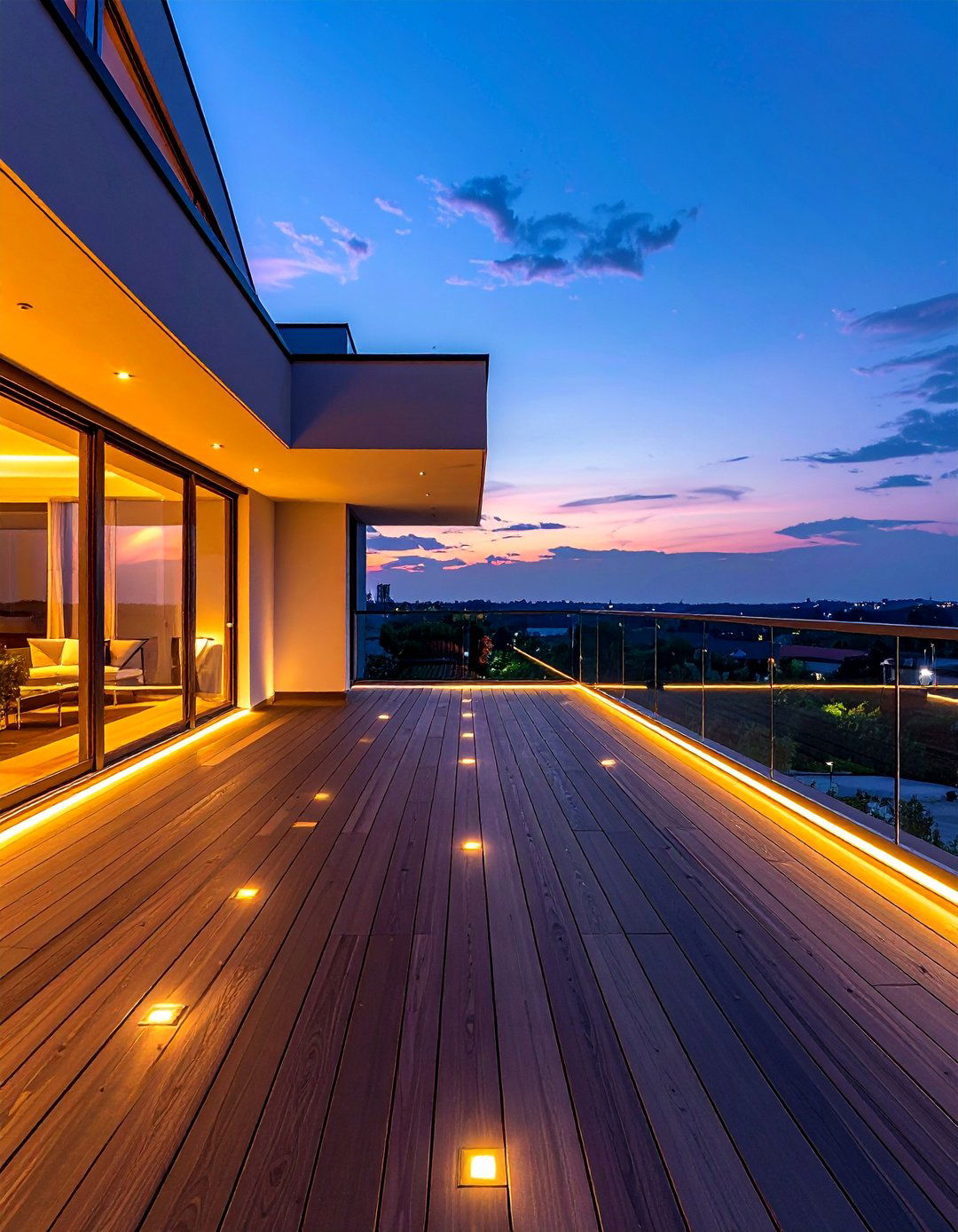 Deck with In Floor LED Lighting - 20 Balcony Deck Ideas for a Beautiful Outdoor Retreat