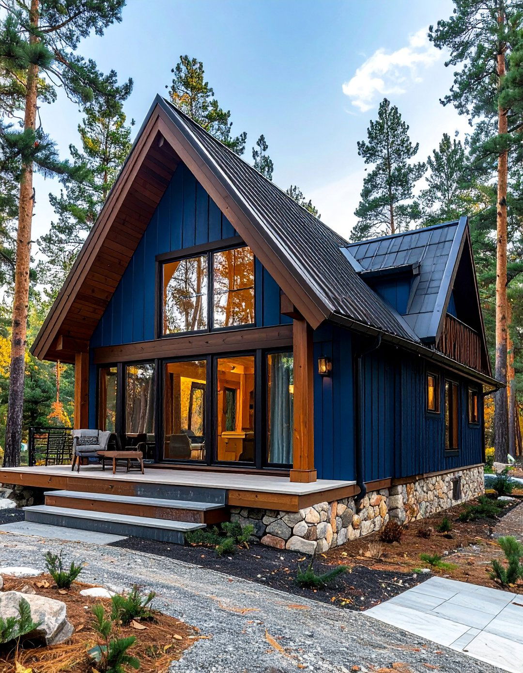 Deep Sea Blue Exterior With a Walnut Brown Roof - 25 Blue Exterior Home With a Brown Roof Ideas