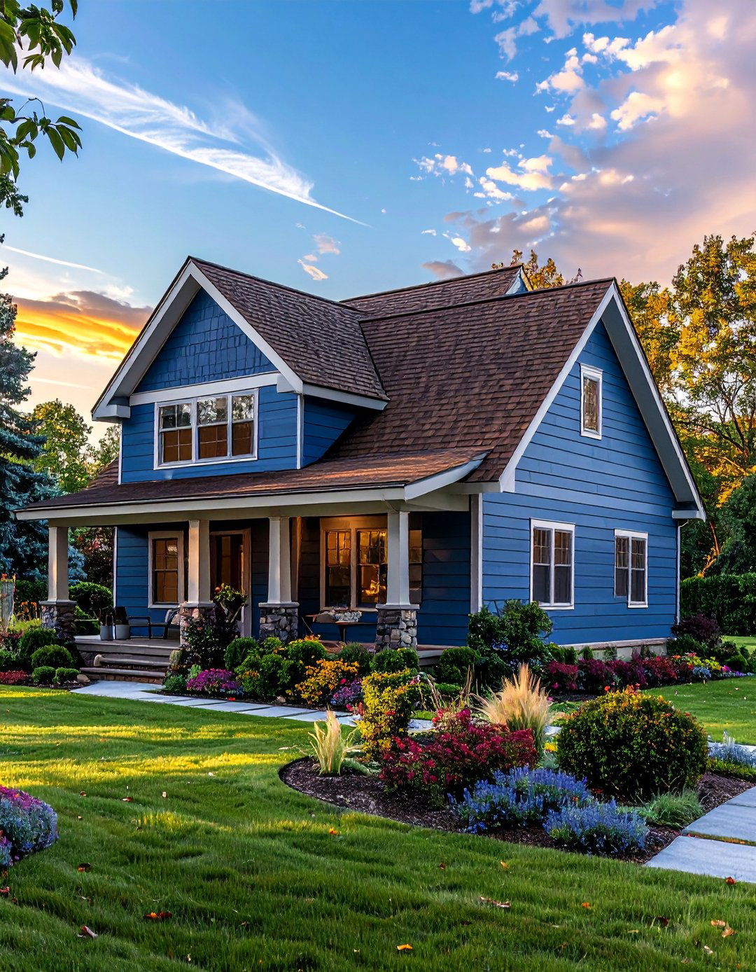 Denim Blue Siding With a Medium Brown Roof - 25 Blue Exterior Home With a Brown Roof Ideas