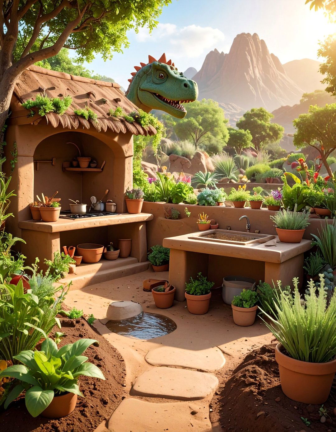 Dinosaur Mud Kitchen Garden - 20 Dinosaur Garden Ideas for a Prehistoric Backyard
